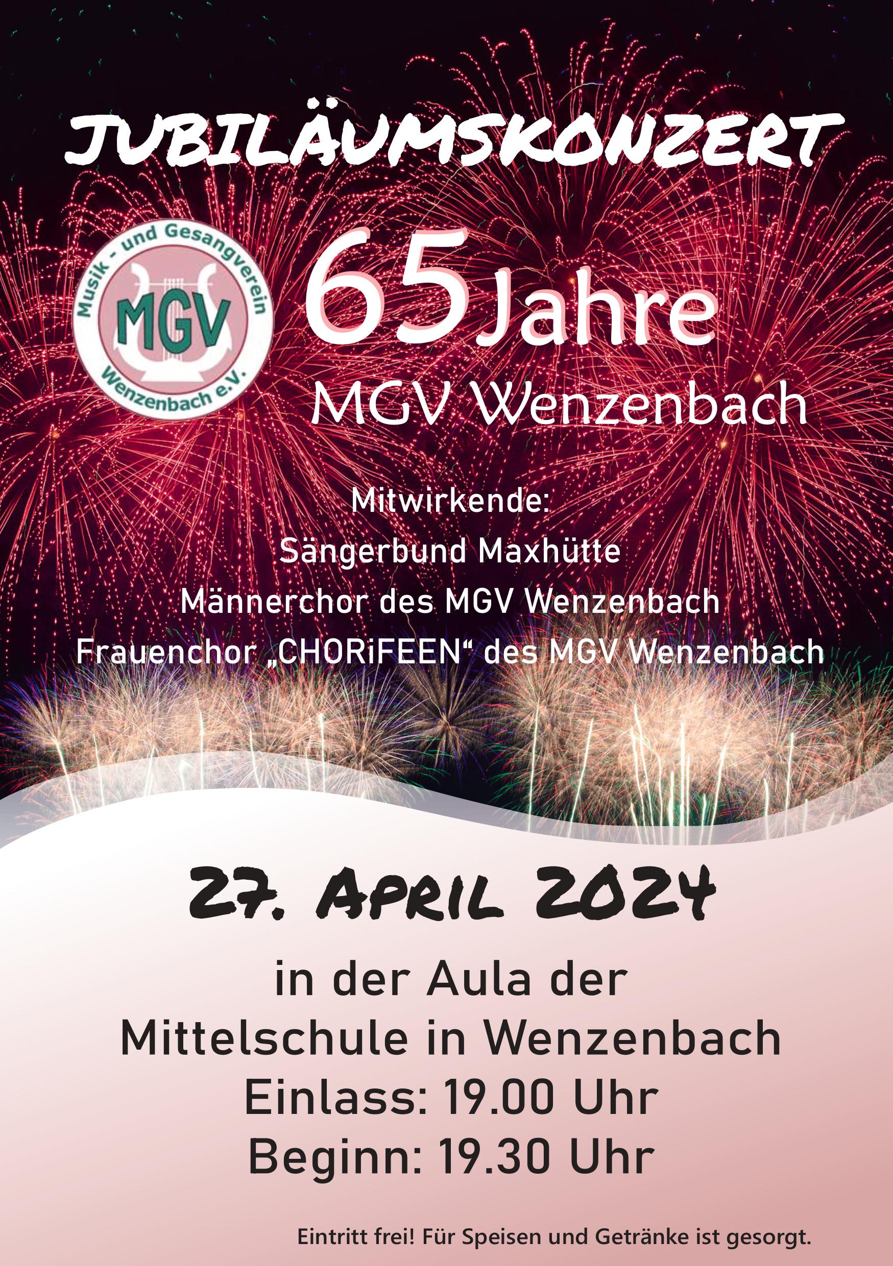 Plakat Jubiläumskonzert - 65 Jahre MGV Wenzenbach